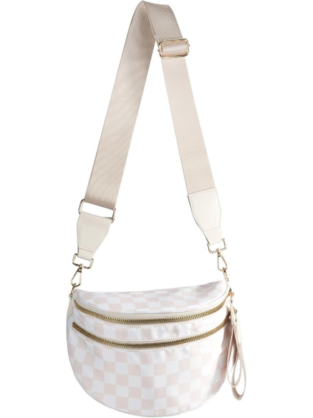 Spacious Checkered Nylon Crossbody Bag Bum Bag Handbags for Women